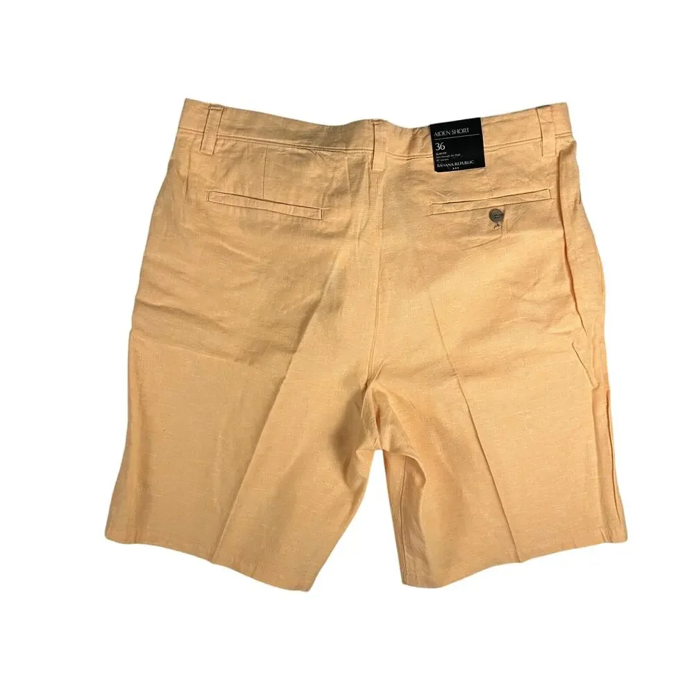 New Banana Republic Aiden Slim Men's Linen Shorts Size 36 Peach NWT, with Tags
